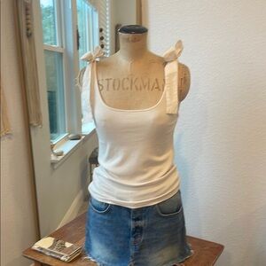 White Sleeveless Top with Bow Straps